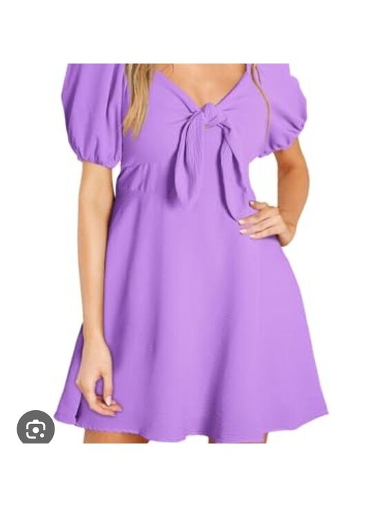 Dokotoo Dresses & Skirts - Dokotoo Lilac Puff Sleeve Tie Front Mini Dress Medium
